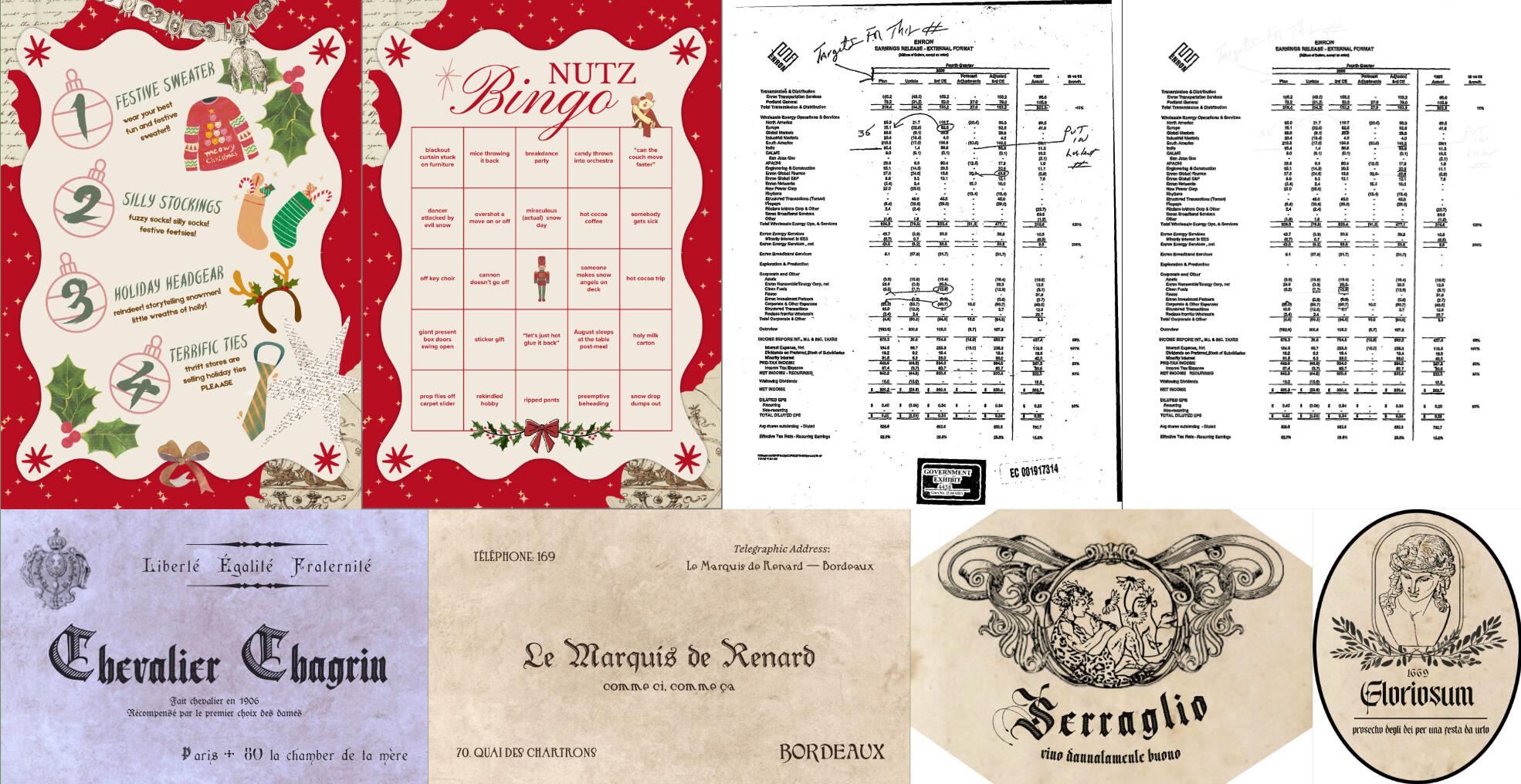 Graphic Design Programs: Canva, Picsart, Phonto The Nutcracker crew games, restored documents (before + after), dance cards, wine labels